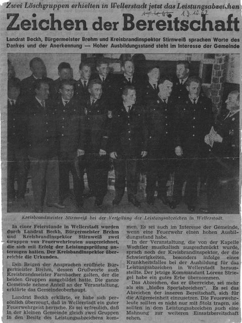 Zeitungsauszug aus dem Erlanger Tagblatt vom 13. Oktober 1962 über die Verleihung der Leistungsabzeichen